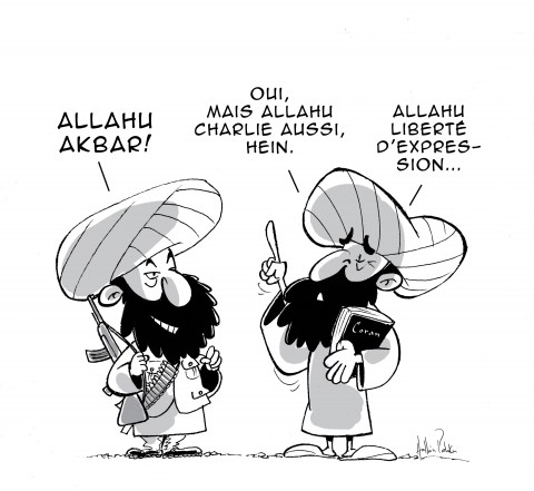 Caricature de Hallain Pallluku en soutien à Charlie Hebdo