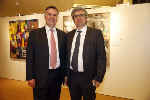 Matthias Leridon et Gilles Vermot Desroches à l'exposition Lumières d'Afriques de Genève